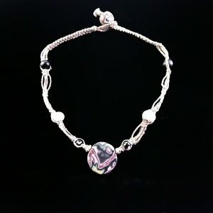 Handmade Fimo bead & Hemp Macrame Choker ☮️💜🌼